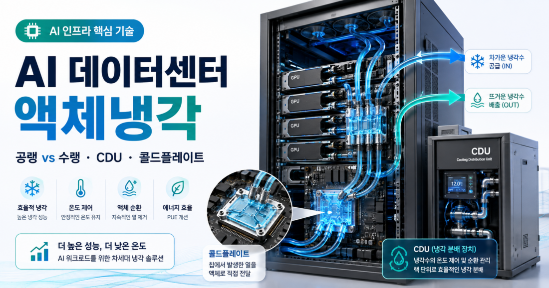 AI 데이터센터 액체냉각이 필요한 이유|공랭 vs 수랭·CDU·콜드플레이트 쉽게 정리