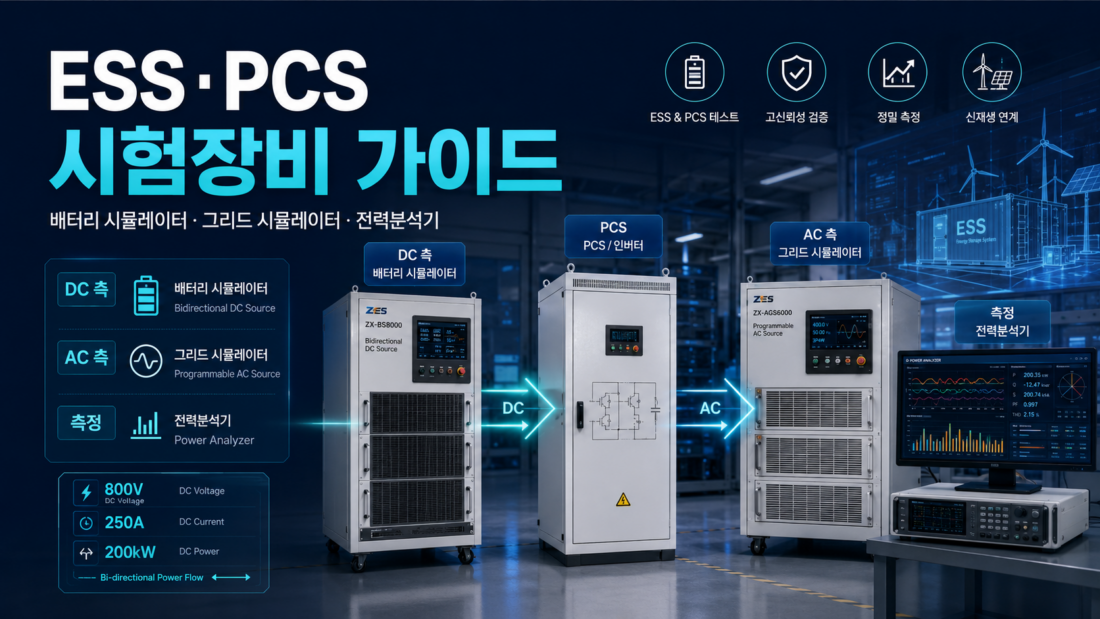 ESS·PCS 시험에는 어떤 장비가 필요할까 — 핵심 내용을 정리한 인포그래픽