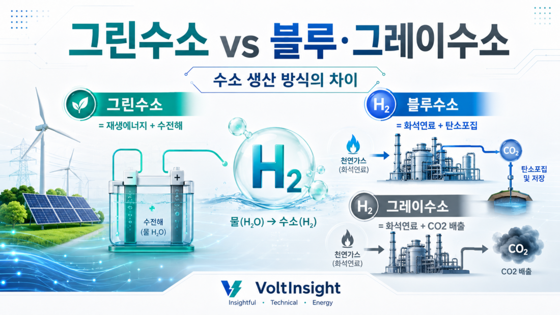그린수소란? 그레이수소·블루수소 차이와 수전해 원리 쉽게 이해하기